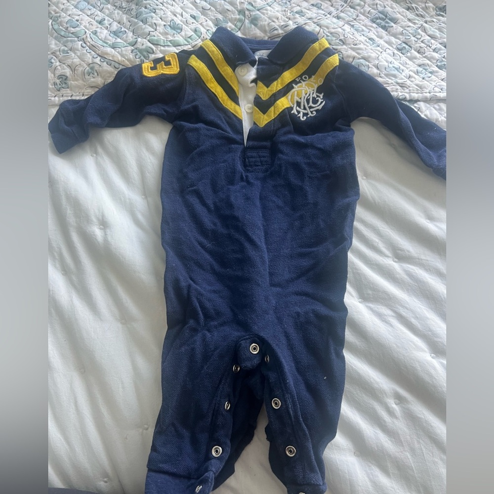 Ralph Lauren Navy and Yellow Kids Footie